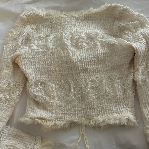 Mirror Palais Cream Textured Blouse - Picture 4 of 6